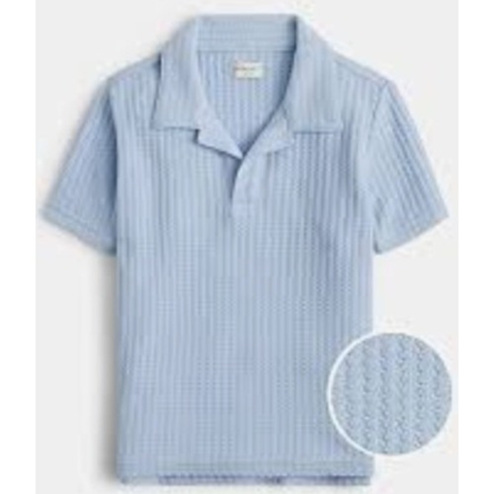 Crewcuts Kids Polo Shirt, XS (4-5), Blue Waffle Knit, Short Sleeve‎ Top NWT $50
